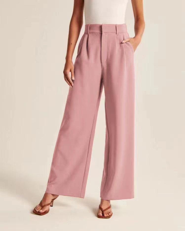 High Waist Wide Leg Pants With Belt Casual Suit