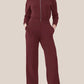 Long Sleeve Wide Leg Jumpsuit Rompers Zipper And Lapel Sweatshirt Suit Women