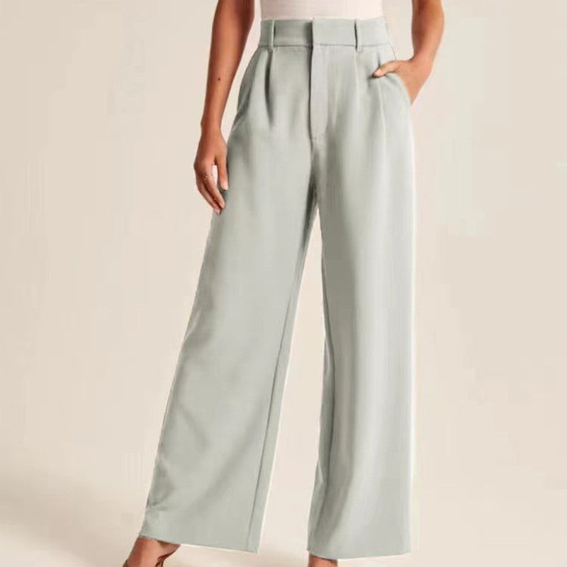 High Waist Wide Leg Pants With Belt Casual Suit