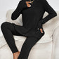 Women's Fashion Casual Long Sleeve Irregular Round-neck Shirt Elastic High Waist Trousers Suit