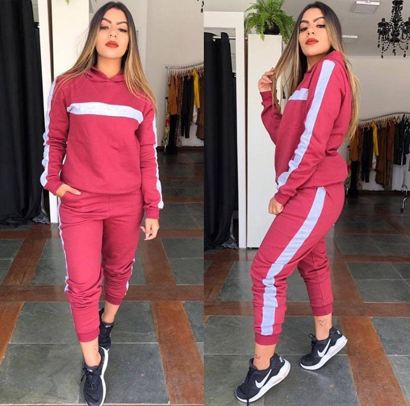 Women's Casual Patchwork Sports Suit Two-piece Set