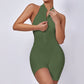 European And American Quick-drying Pleated No Embarrassment Line Tight Zipper Peach Hip Jumpsuit