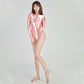 Tight Solid Color Women's Silk Smooth Long Sleeved Swimsuit