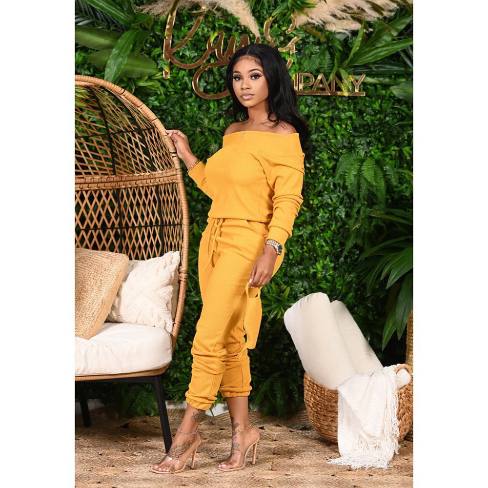 Loose Off-the-shoulder Two Pieces Women's Suit