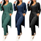 Women's Casual Suit High Waist Slip-on Casual Pants Drawstring Pocket Design Jumpsuit And Cardigan Cover