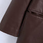 Women's European And American Style PU Leather And Leather Pants Suit