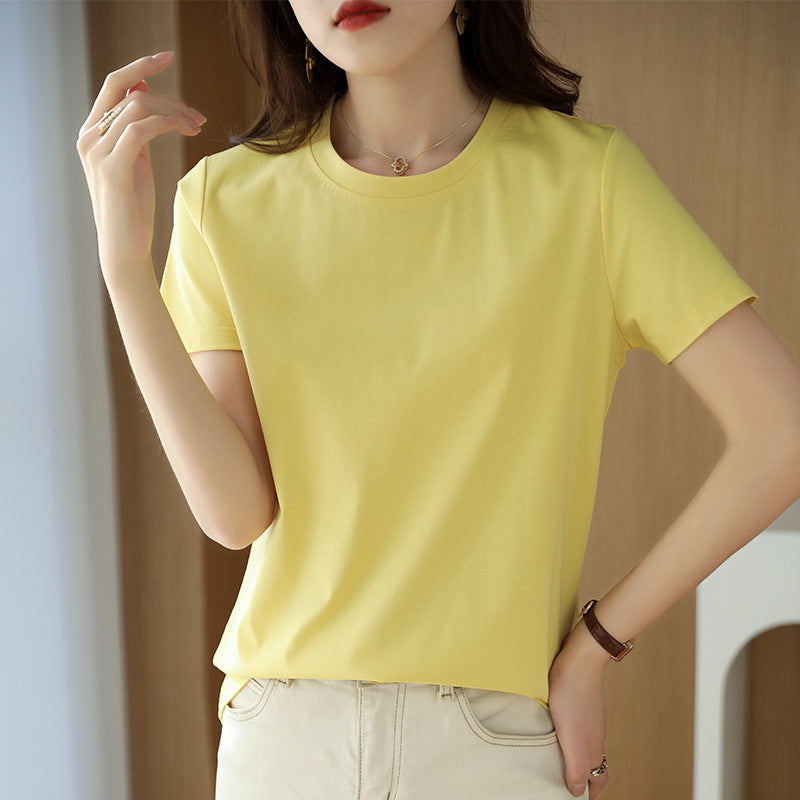 Mercerized Cotton Short Sleeve Women's Slimming Loose