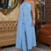 Halter Sleeveless Backless Loose Top High-waisted Trousers Suit Women