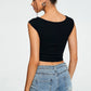 Crop Top Sweetheart Solid Ribbed Sleeveless