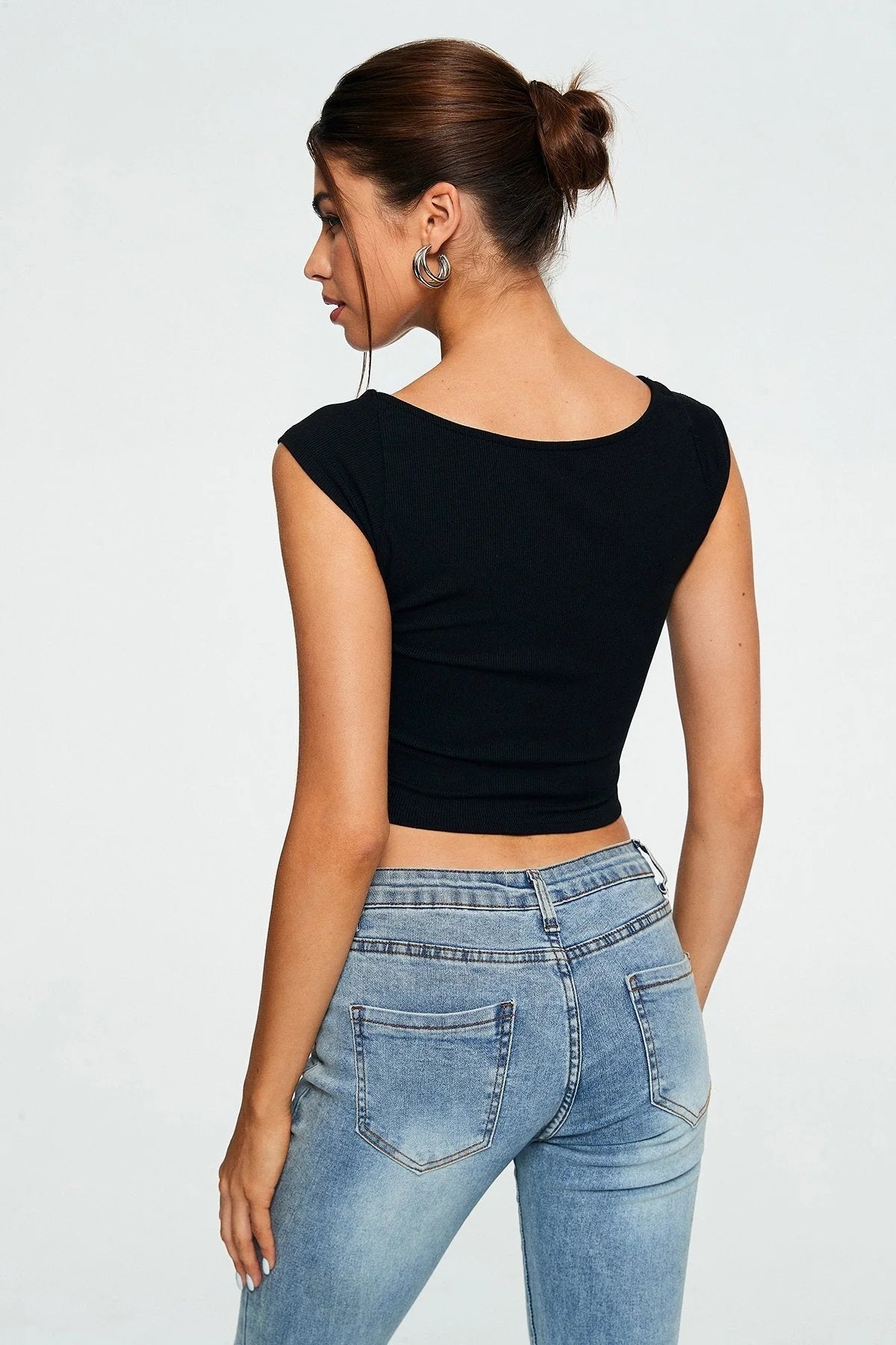 Crop Top Sweetheart Solid Ribbed Sleeveless