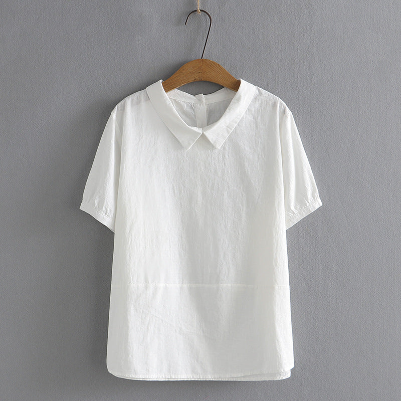 Cotton Jacquard Doll Shirt Short Sleeve Simple All-match T-shirt