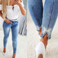 Women's Jeans European And American Trendy High Waist Beaded Skinny Tappered Pants