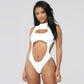 Zipper ladies one-piece swimsuit