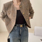 Brown Collarless Jacket Autumn And Winter Short Temperamental Top