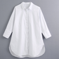 New Women's Pocket Long Sleeved Loose Top Mid Length Shirt