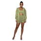 Fashion Casual Solid Color Cardigan Hooded Shorts Women's Two-piece Suit