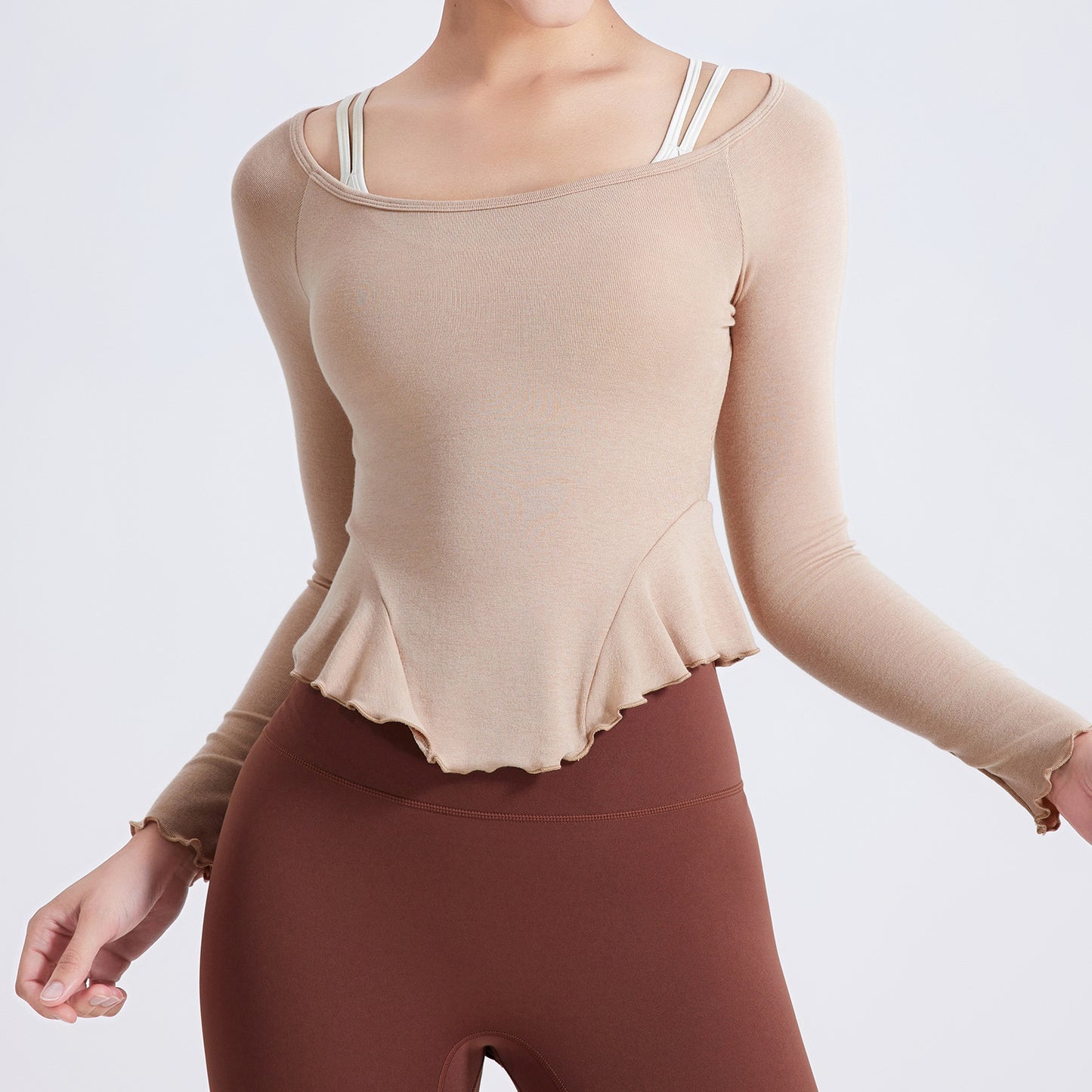 Cross-border Brushed Nude Feel Lace Yoga Clothing Top