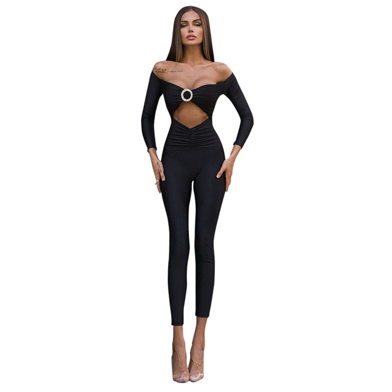 New Off-shoulder Hollow Slim Hot Girl Jumpsuit