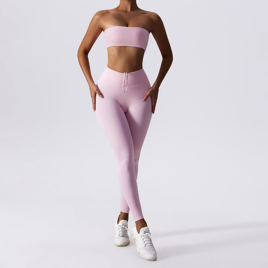 Basic Sports Nude Feel Skinny Yoga Clothes Suit For Women