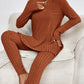 Women's Fashion Casual Long Sleeve Irregular Round-neck Shirt Elastic High Waist Trousers Suit