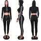 Women Ladies Tracksuit Crop Top Hoodies Sweatshirt Pants Sets Slim Wear Casual Suit