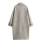 Women's Twill Single-breasted Long Woolen Coat