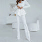 Women's Fashion Solid Color Suit Coat Top Straight Two-piece Pants