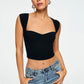 Crop Top Sweetheart Solid Ribbed Sleeveless