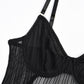 Steel Ring Gathered See-through Striped Mesh Shapewear Bodysuit