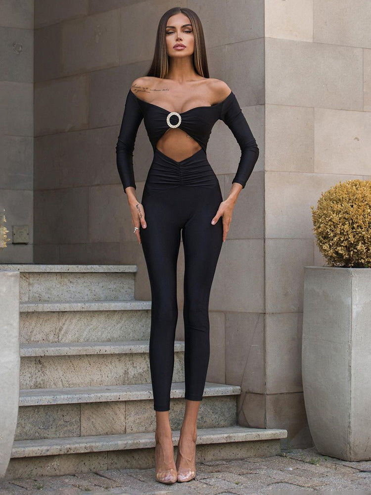 New Off-shoulder Hollow Slim Hot Girl Jumpsuit