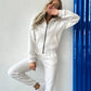 Fleece-lined Hooded Zipper Long-sleeve Sweater Set