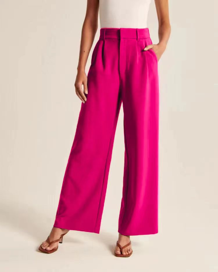 High Waist Wide Leg Pants With Belt Casual Suit