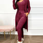 Women's Casual Suit High Waist Slip-on Casual Pants Drawstring Pocket Design Jumpsuit And Cardigan Cover