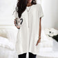 Loose Side Pocket Shiying Mid-length Thigh-length Short Sleeve Top For Women