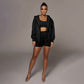 Fashion Casual Solid Color Cardigan Hooded Shorts Women's Two-piece Suit