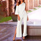 Slant Shoulder Casual Wide Leg Jumpsuit