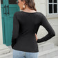 Women's U-neck Long-sleeved T-shirt Bottoming Shirt