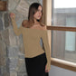 Solid Color Pullover Off-the-shoulder Long Sleeve Hollow Out