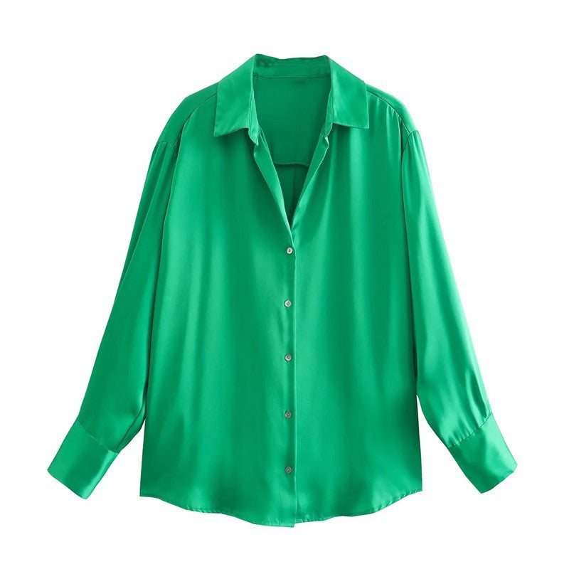 7-color Silk Satin Blouse Top