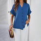 SpringSummer Temperament Pure Color Casual Stand Collar Shirt