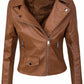 Women's Fall Winter Coat Slim PU Leather Short Zipper Leather Jacket Leather Coat