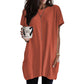 Loose Side Pocket Shiying Mid-length Thigh-length Short Sleeve Top For Women