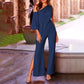 Slant Shoulder Casual Wide Leg Jumpsuit