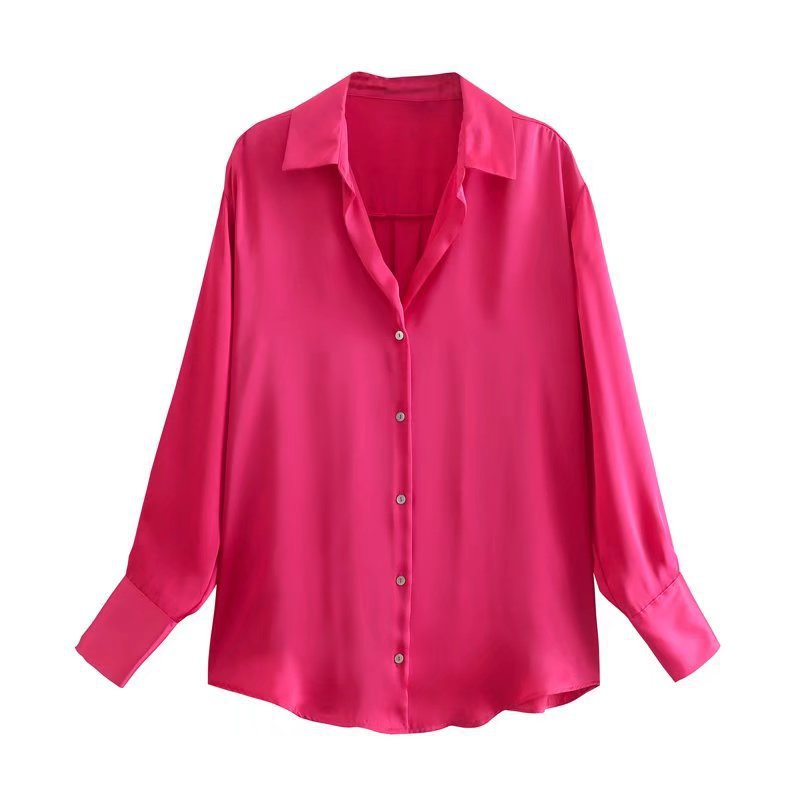 7-color Silk Satin Blouse Top