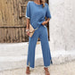 Women's Fashion Temperament Leisure Short Sleeve Knitting Suit