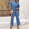 Women's Fashion Temperament Leisure Short Sleeve Knitting Suit