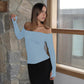 Solid Color Pullover Off-the-shoulder Long Sleeve Hollow Out