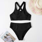 Women's Solid Color Cross Strap New Swimsuit Bikini