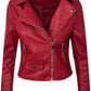 Women's Fall Winter Coat Slim PU Leather Short Zipper Leather Jacket Leather Coat