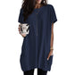 Loose Side Pocket Shiying Mid-length Thigh-length Short Sleeve Top For Women